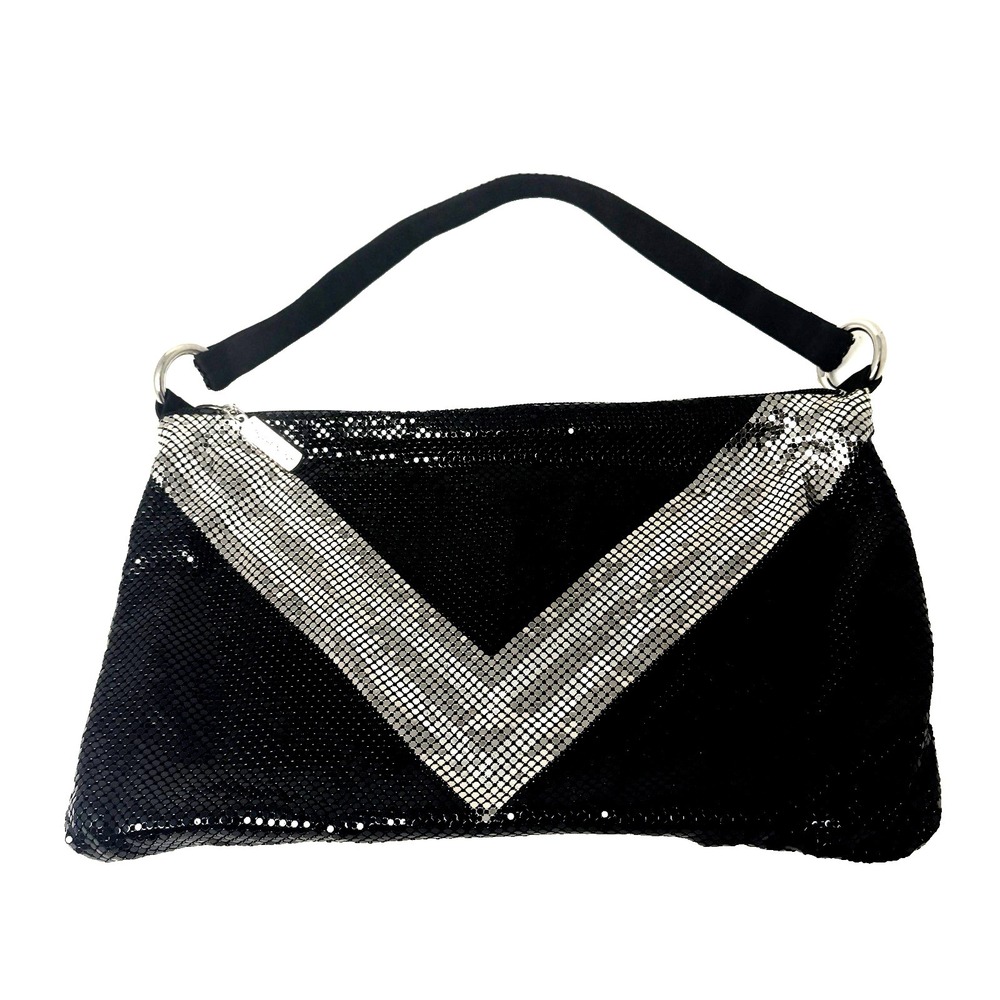 Vintage Whiting & Davis Metal Mesh Slouchy Black & Silver Handbag, Stunning!